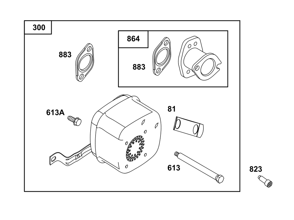 Exhaust Group Diagram and Parts List for 31R777-0066-G1 200000 - 399999 Briggs and Stratton Engine